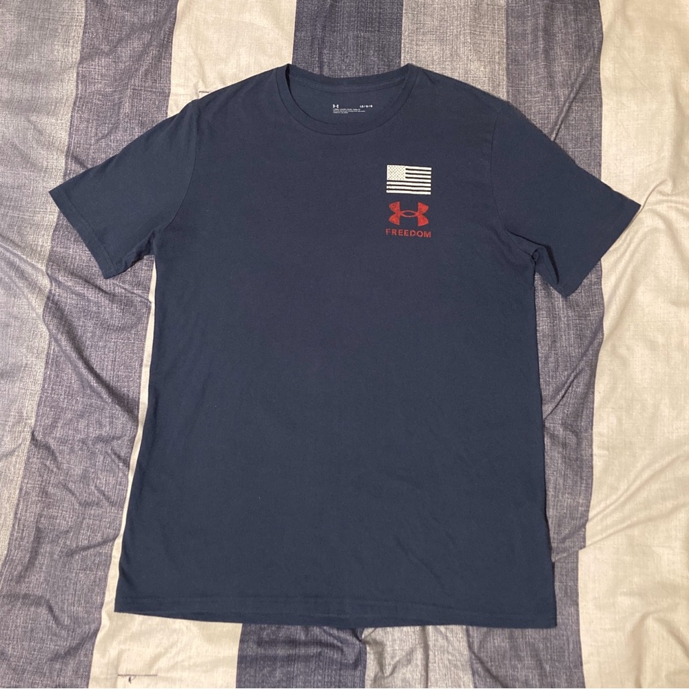 Under Armour Mens Patriotic American Flag T Shirt Sz L Navy Blue